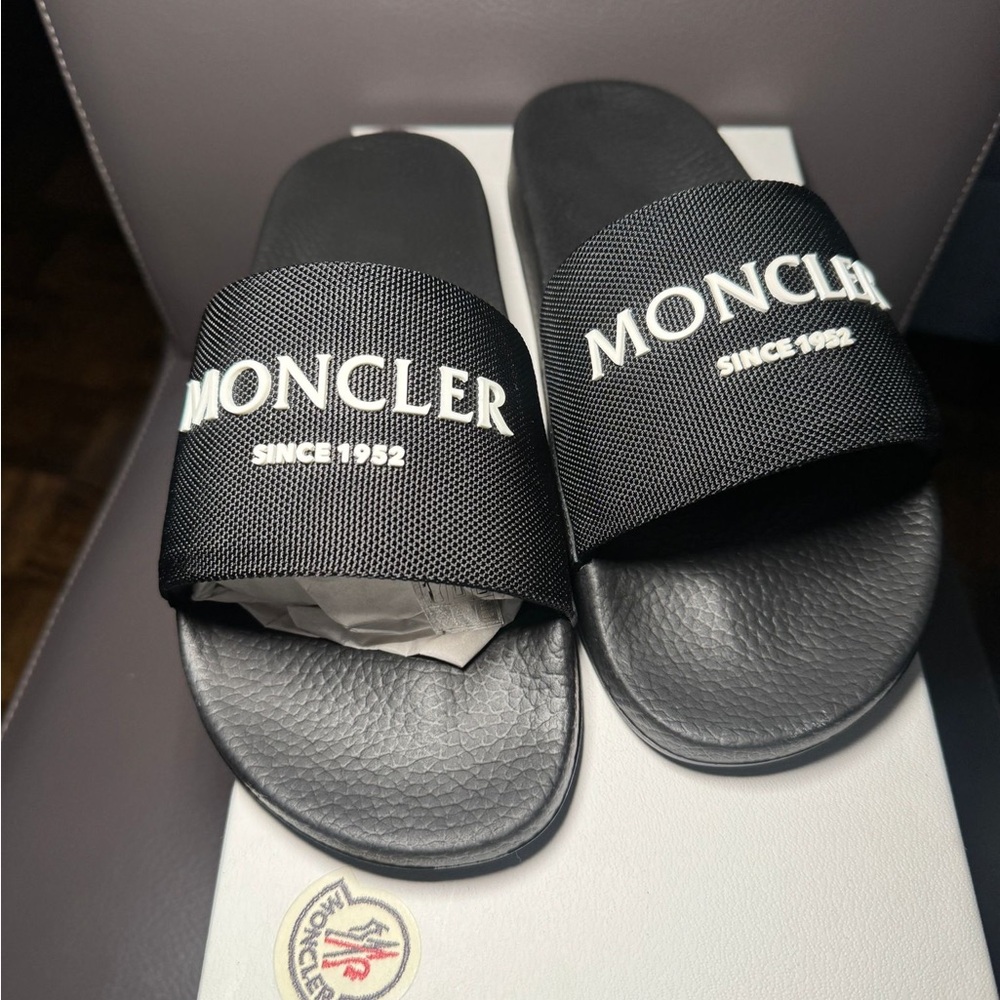 Moncler Black Slide Sandals for Men